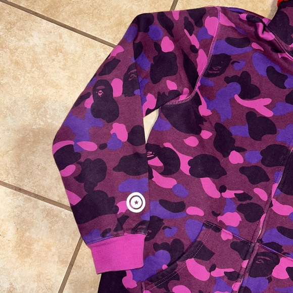 BAPE A BATHING APE PURPLE COLOR CAMO SHARK FULL ZIP HOODIE Men’s Medium - Picture 5 of 14